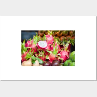 Pitaya fruit on vegetable market Posters and Art